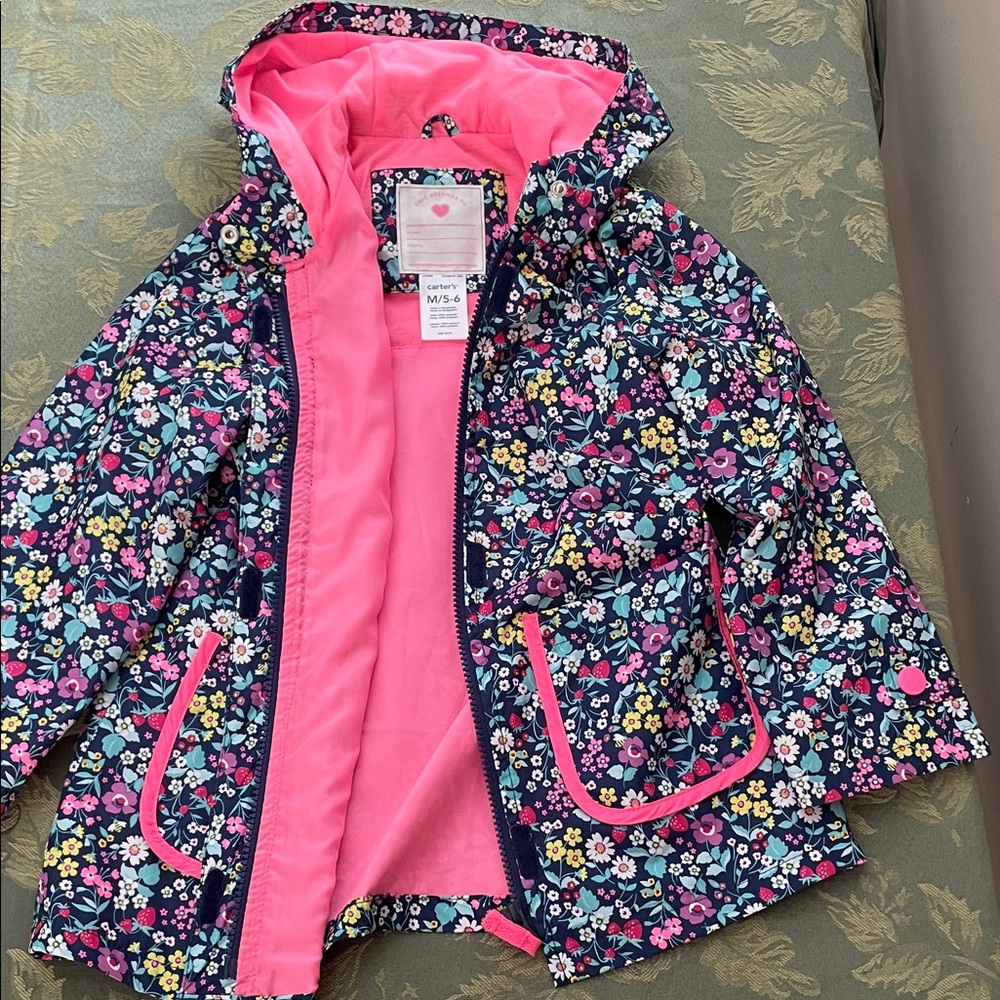 Carter's Floral Raincoat with Pink Lining